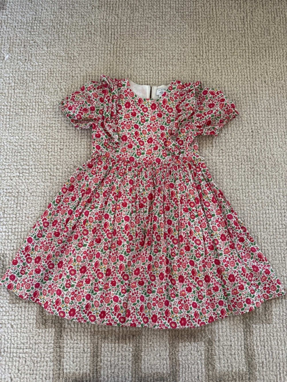 J. Crew Girls made with Liberty Fabric Floral Dress in Pink, Green & Cream